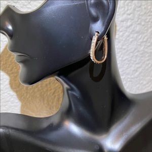 14k Solid Rose Gold & Diamond Hoop Earrings